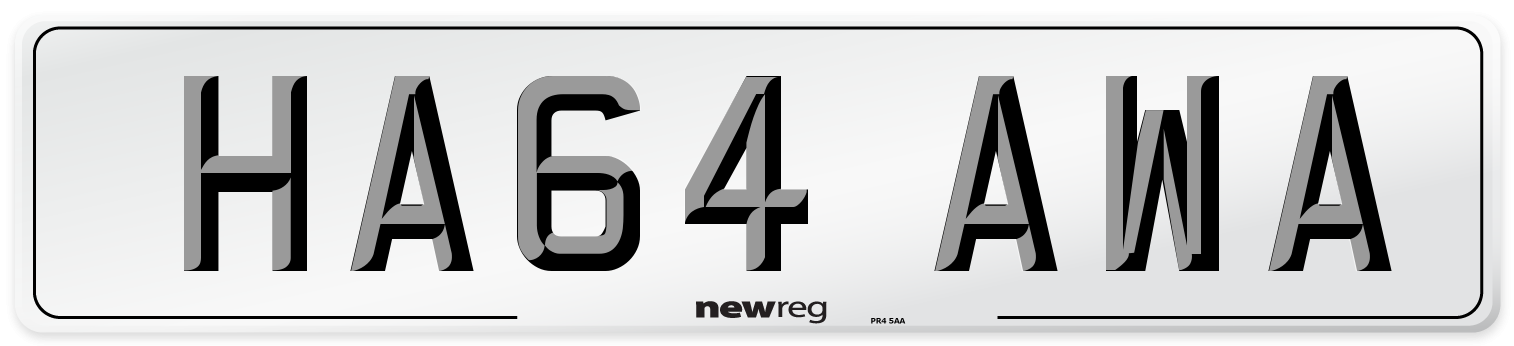 HA64 AWA Number Plate from New Reg